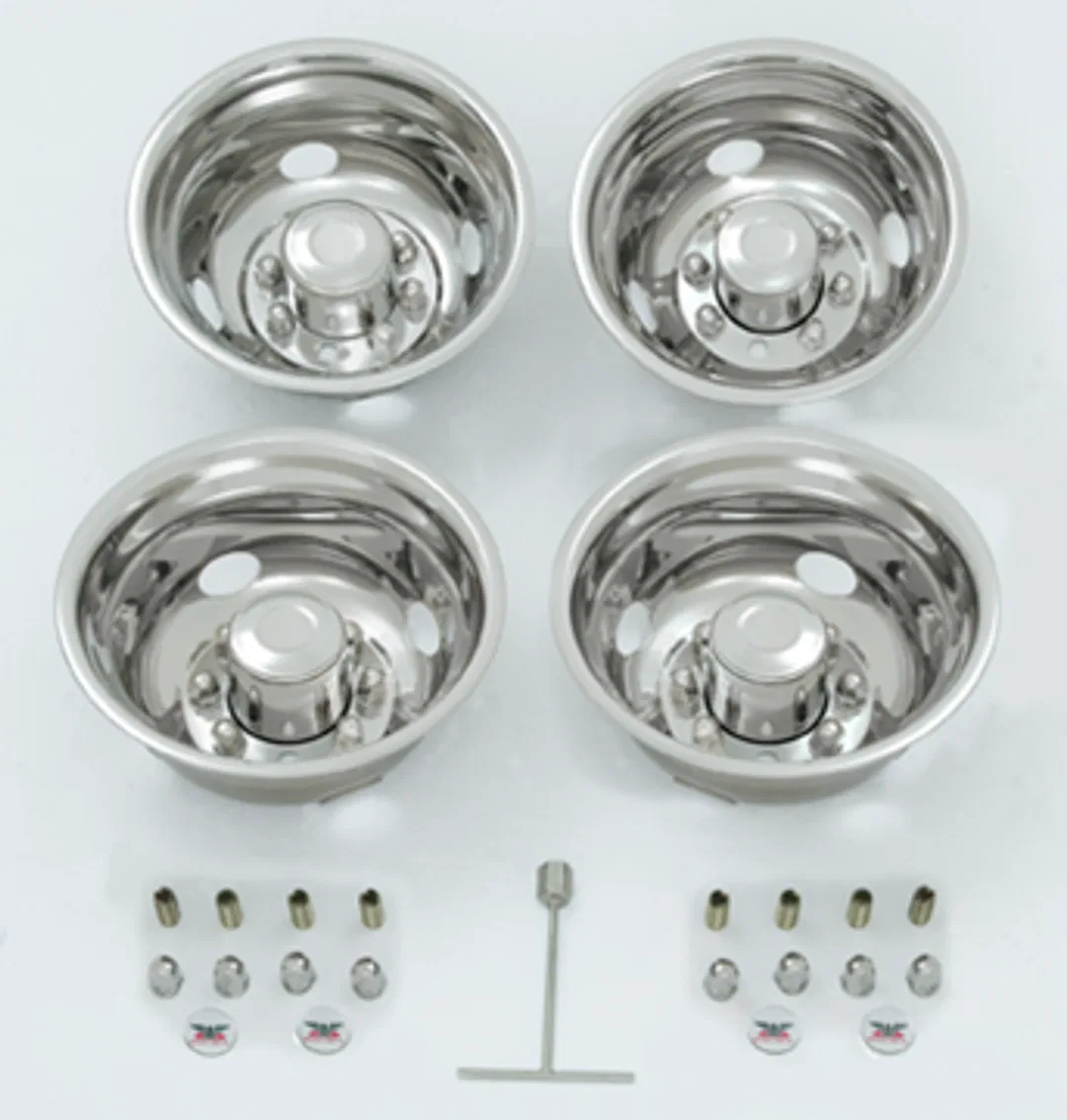 NDT165 – PHOENIX USA Wheel Simulator, Fits 16 Inch And 16-1/2 Inch Diameter 8 Lug Dual Wheels Polished Stainless Stee...